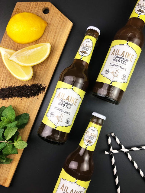 15x Zitrone-Minze AiLaike Bio-Eistee AiLaike, Eistee, startseite, Zitrone-Minze - AiLaike Natural Beverages GmbH - Handgemachte Bio-Erfrischungsgetränke aus Mainz seit 2010
